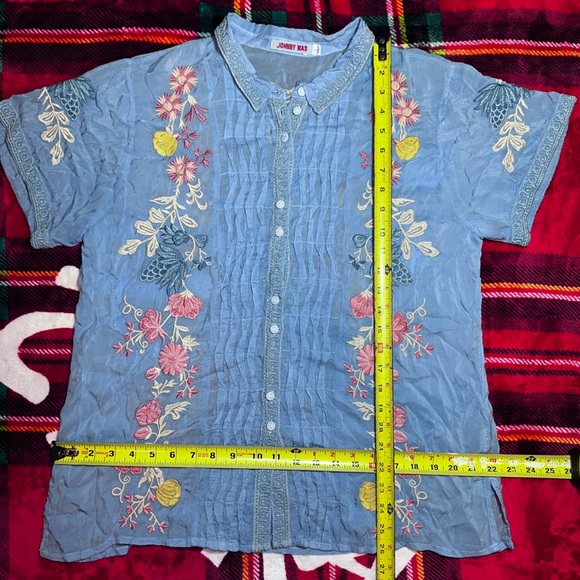 Johnny Was Jetra Embroidered Blouse (Blissful Blue, Size L) - Picture 7 of 7